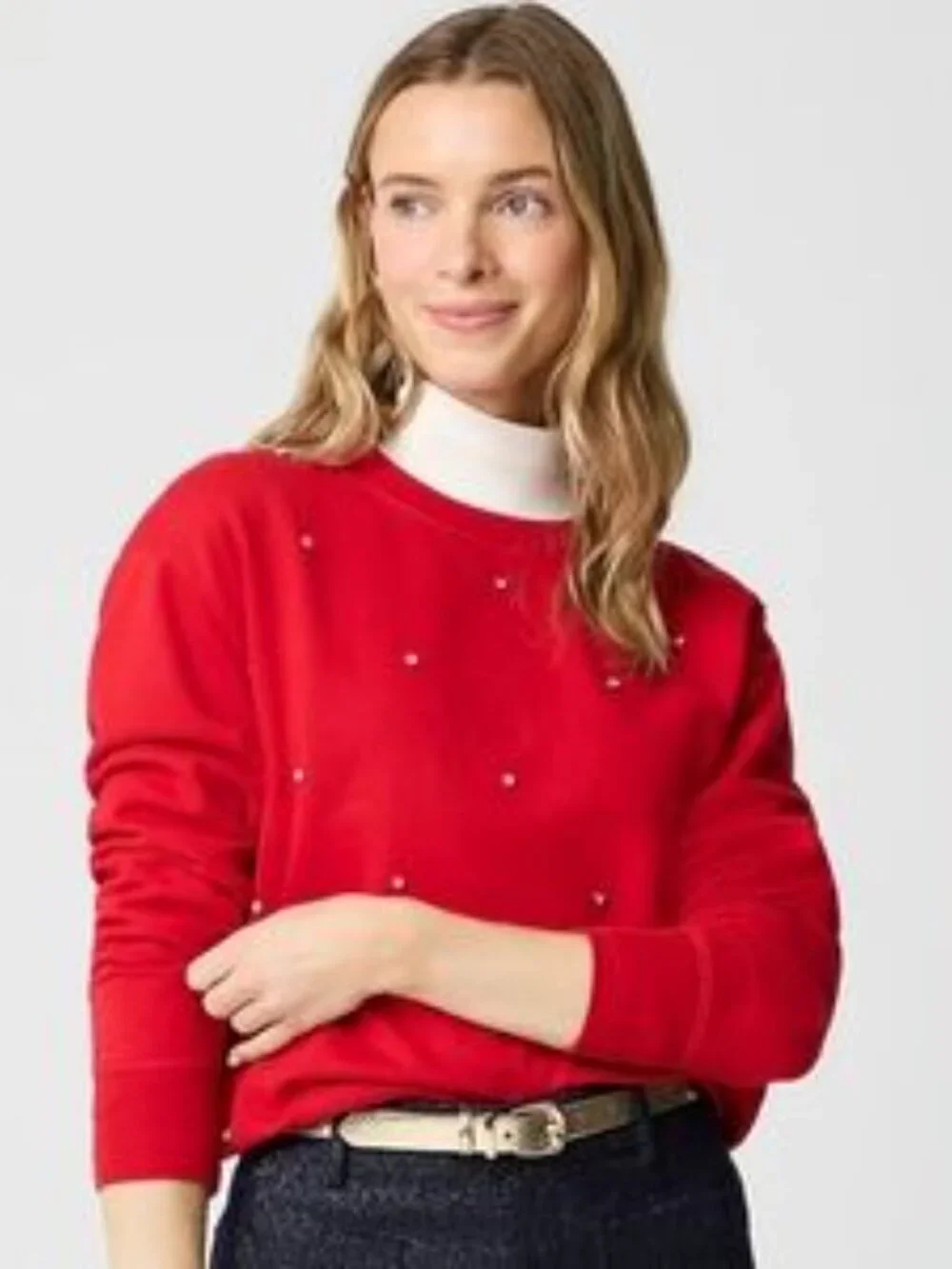 New! J. Crew Women's Red Gem-Embellished Sweatshirt Size XXS NWT 54338